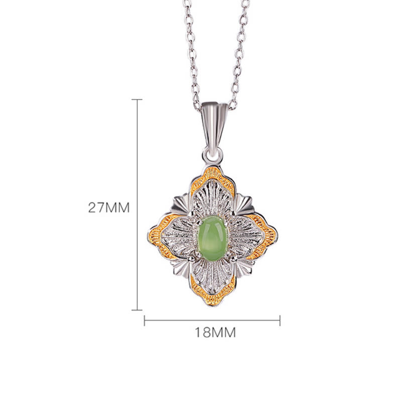 Buddha Stones925 スターリングシルバー ゴールドメッキ 和田シアン翡翠 菱形デザイン 幸運のヒーリングネックレスペンダント