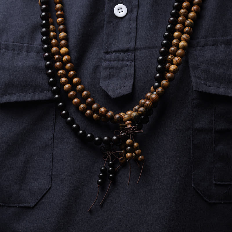Buddha Stones108 個入りMalaビーズ ブレスレット 祈り 瞑想 白檀 弾性