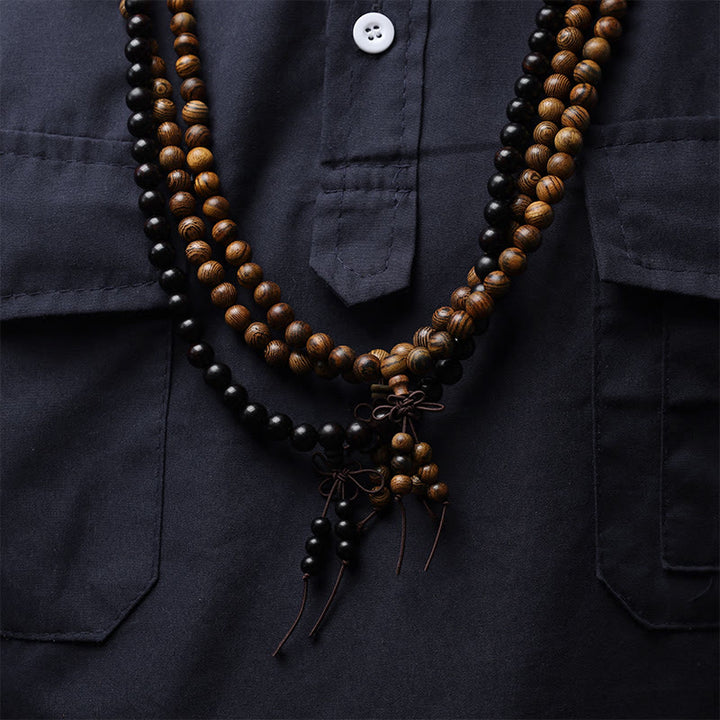 Buddha Stones108 個入りMalaビーズ ブレスレット 祈り 瞑想 白檀 弾性