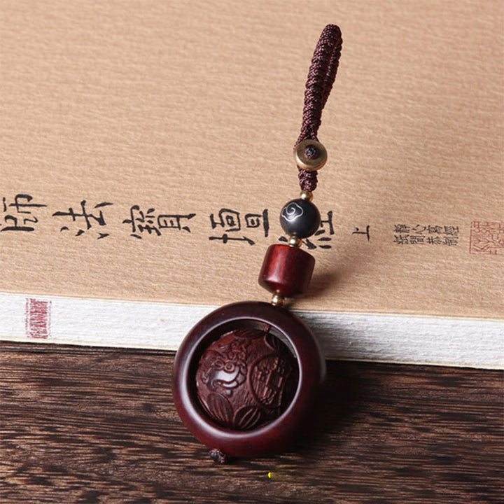 Buddha Stonesチベット小葉 紫檀 黒檀 幸運 守護 回転飾り