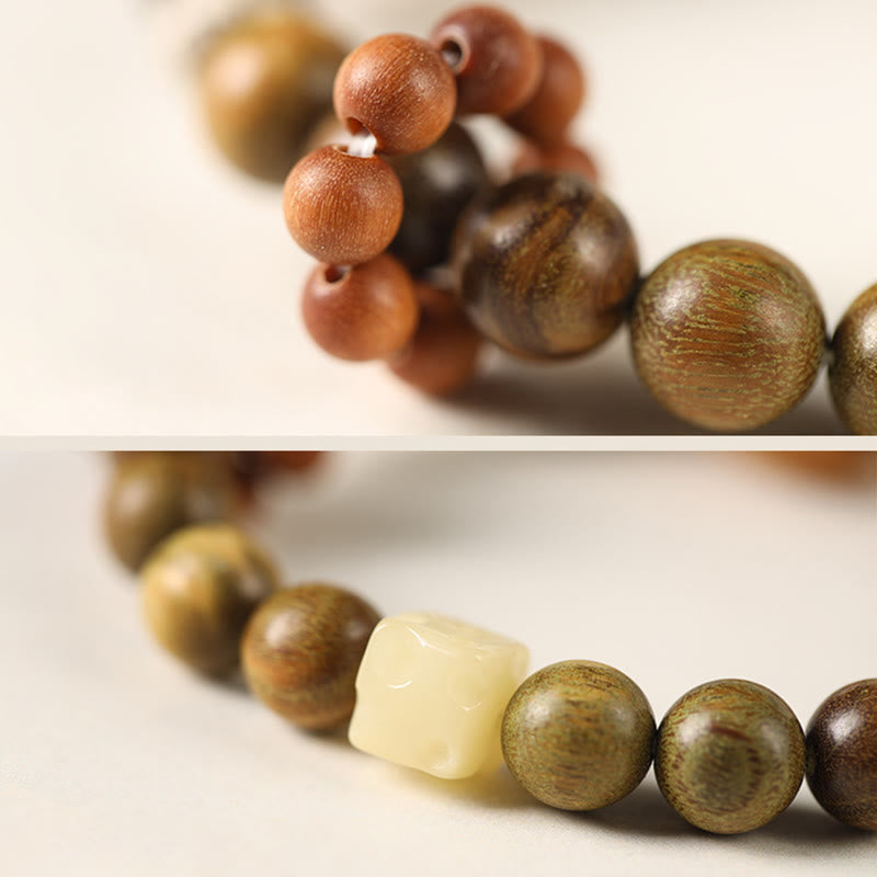 Buddha Stones緑白檀黒檀の平和を癒すブレスレット - image 5