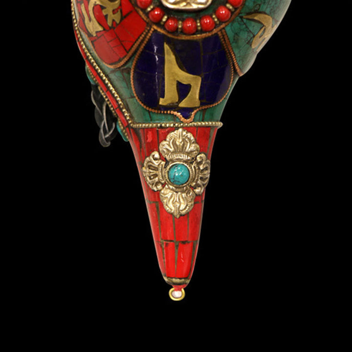 チベットの手作りシャンカオーム・マニ・パドメ・フム仏法螺貝幸運の装飾 - image 11