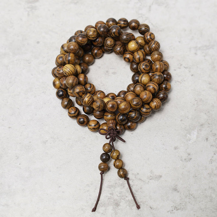 Buddha Stones108 個入りMalaビーズ ブレスレット 祈り 瞑想 白檀 弾性