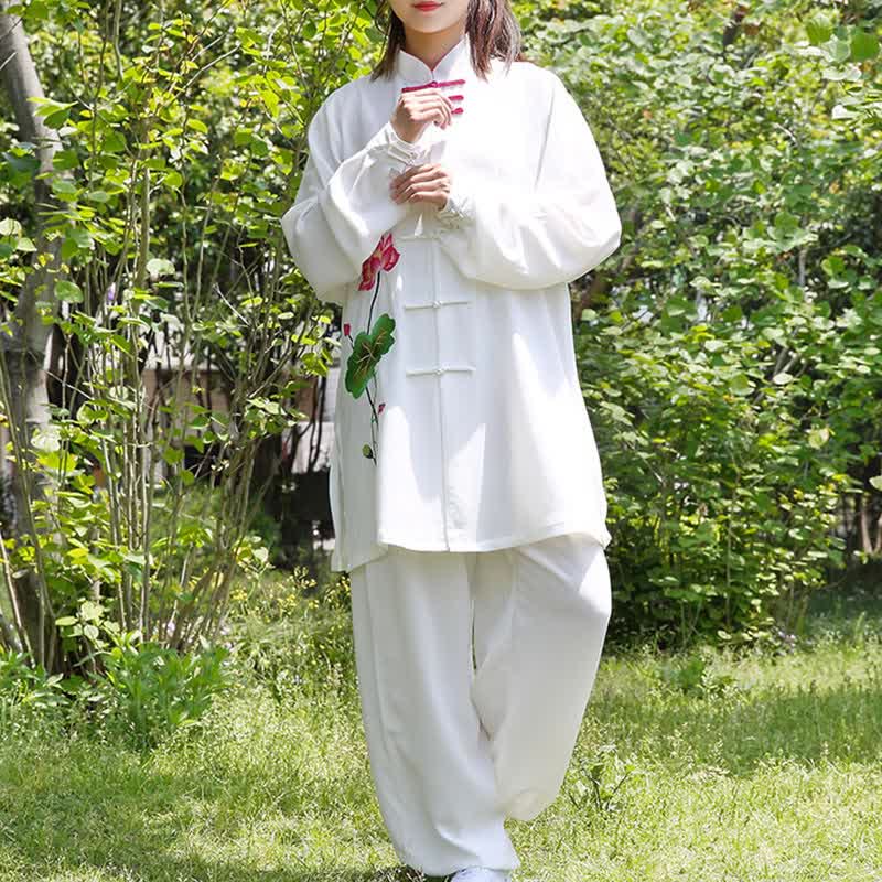 Buddha Stones蓮の花 葉模様 太極拳 瞑想 祈り スピリチュアル 禅 練習 服 レディース セット - image 8