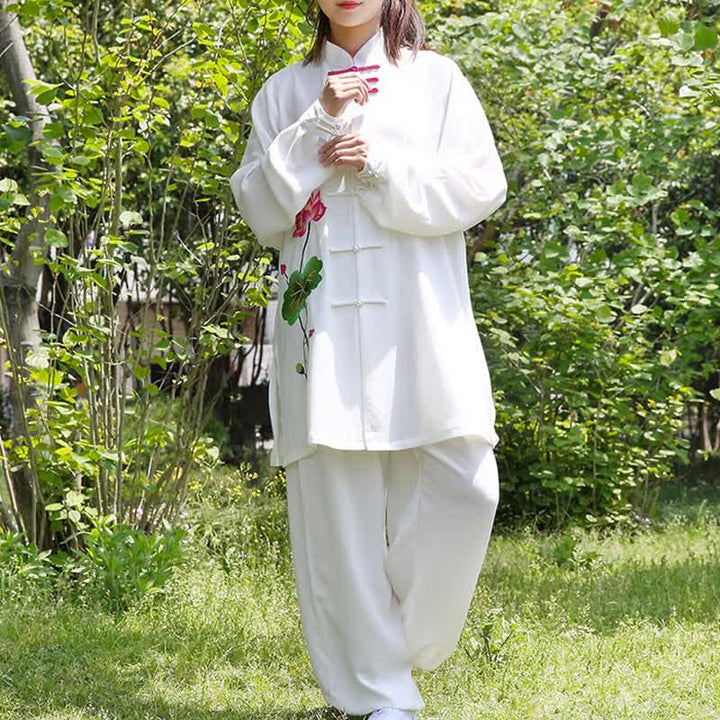 Buddha Stones蓮の花 葉模様 太極拳 瞑想 祈り スピリチュアル 禅 練習 服 レディース セット - image 8