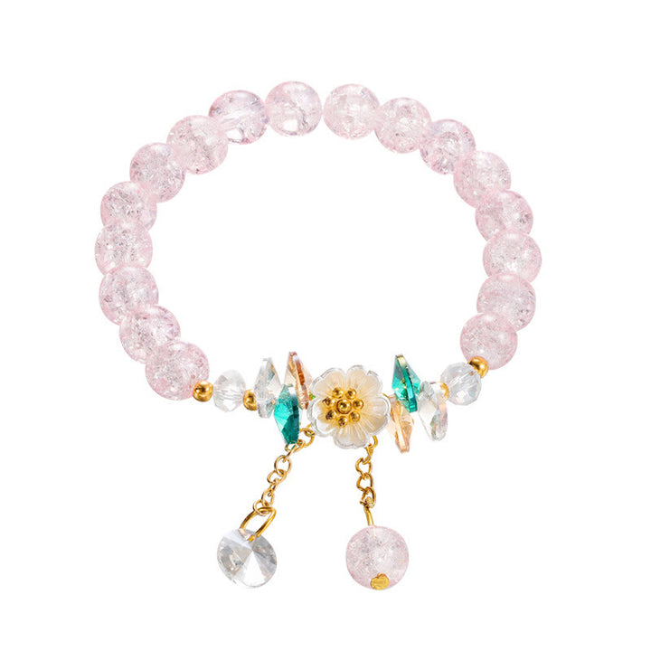 Buddha Stonesのシンプルなデザインの花のチャームガラスビーズブレスレット