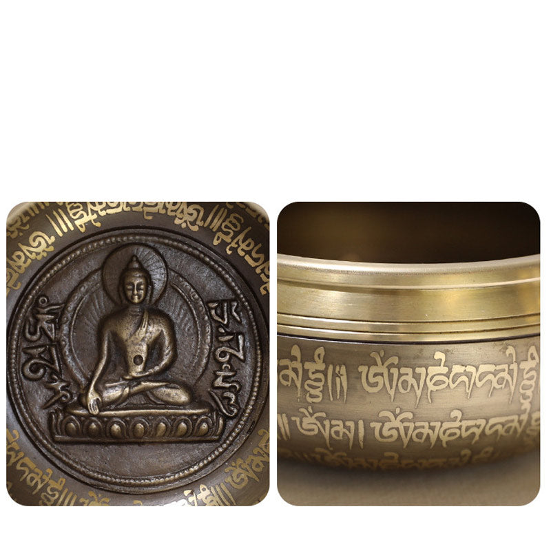 集中力と瞑想のための手作りのBuddha Stonesチベットサウンドボウル平和な幸福シンギングボウルセット