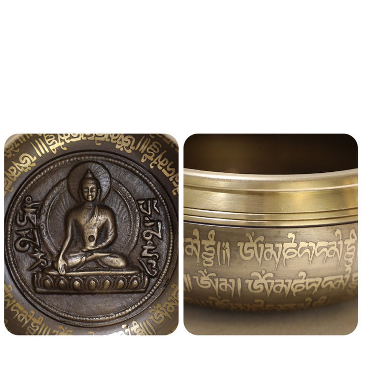 集中力と瞑想のための手作りのBuddha Stonesチベットサウンドボウル平和な幸福シンギングボウルセット