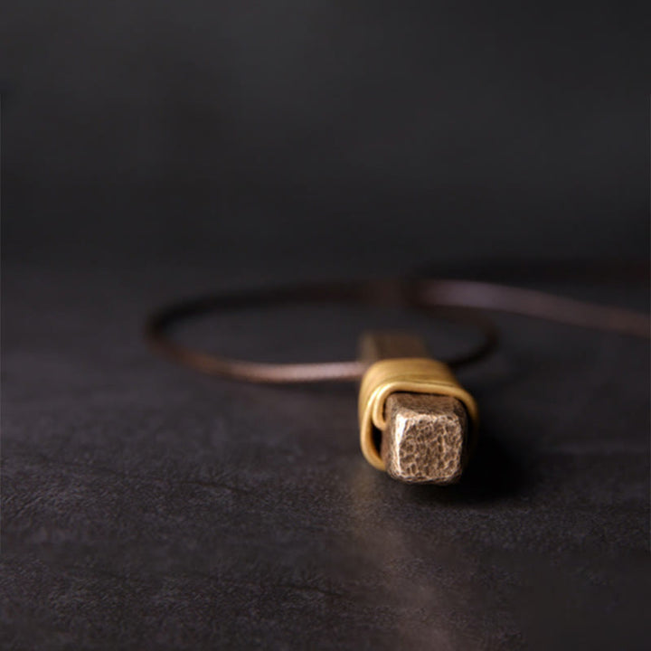 Buddha Stonesヴィンテージテクスチャデザイン真鍮銅富ネックレスペンダント - image 5