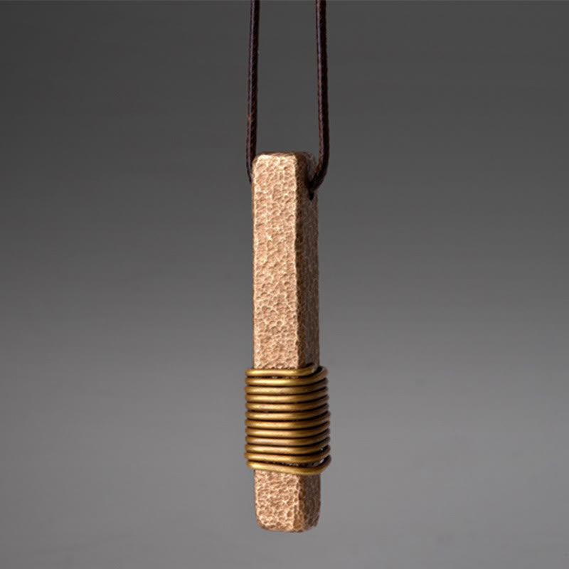 Buddha Stonesヴィンテージテクスチャデザイン真鍮銅富ネックレスペンダント - image 6