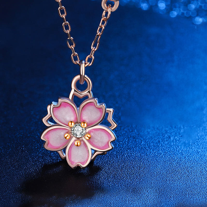 Buddha Stones925スターリングシルバー 桜の花 回転式保護ネックレスペンダント - image 5