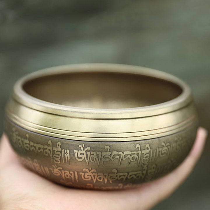 集中力と瞑想のための手作りのBuddha Stonesチベットサウンドボウル平和な幸福シンギングボウルセット