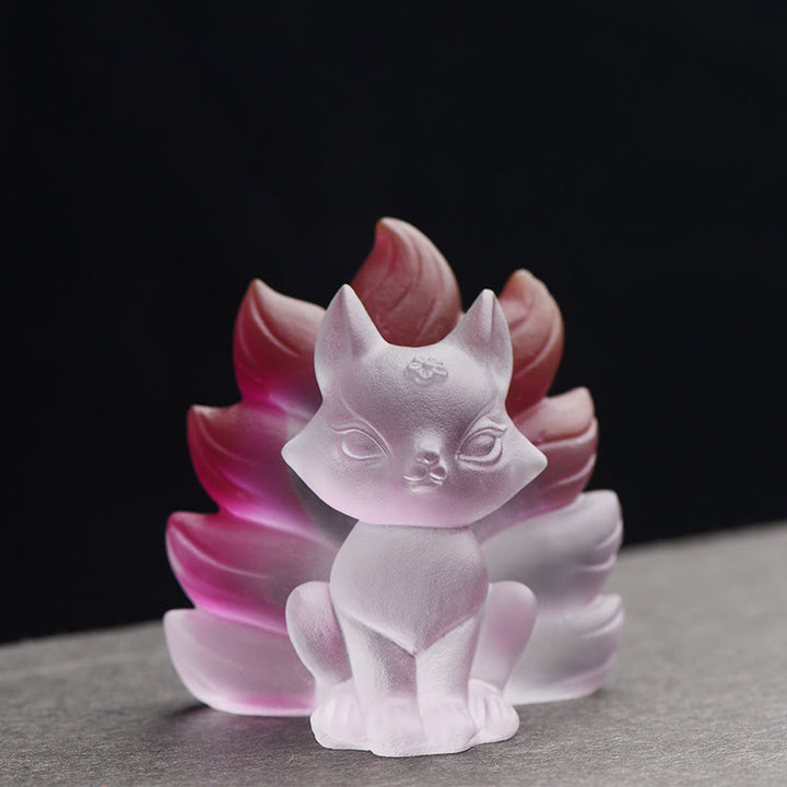 Buddha Stones小さな九尾の狐 成功の力 家の置物 装飾 - ピンク＆ホワイト - 小 58×55×45mm - image 2