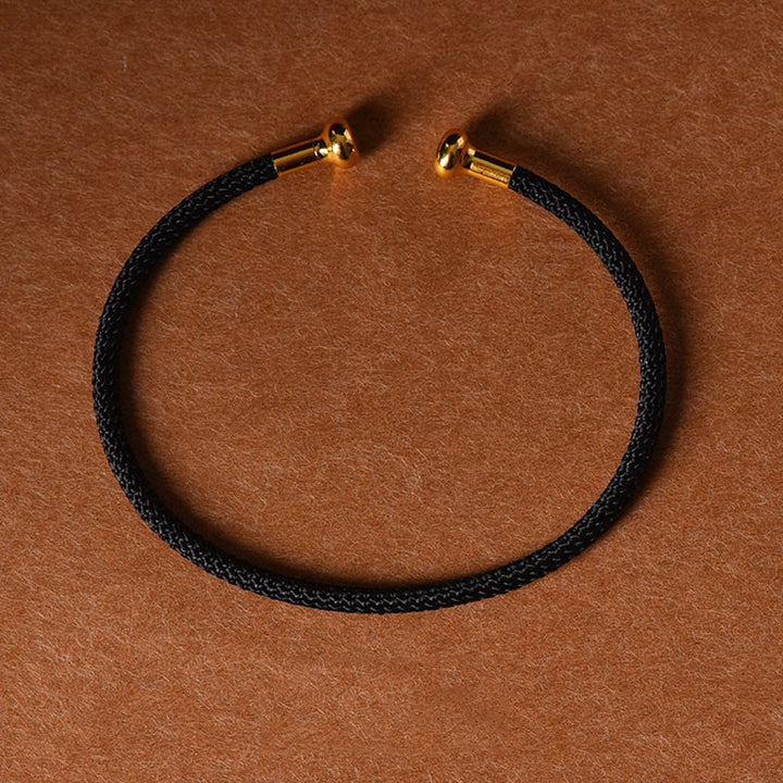 Buddha Stonesのシンプルなデザイン、手作りの幸運の編み紐カフブレスレット - 黒 - image 12