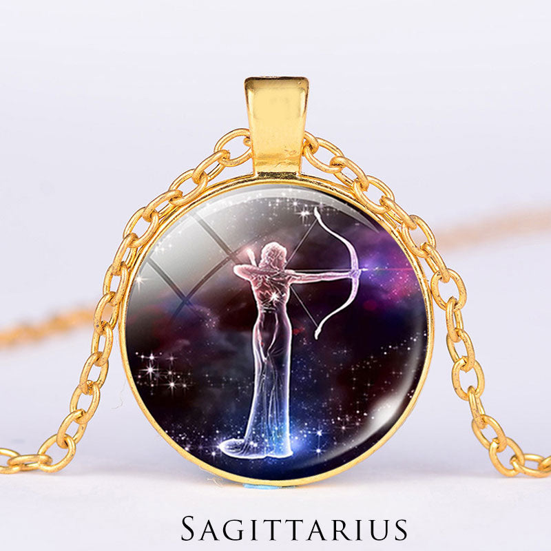 12星座の月と星空の守護の祝福ネックレスペンダント