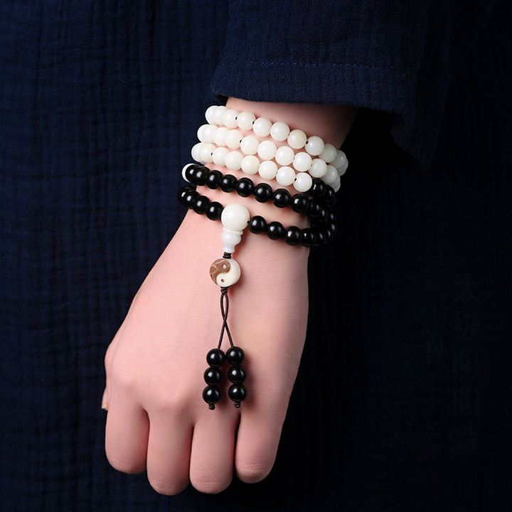 Buddha Stones黒檀YinYang守護 ネックレスMala