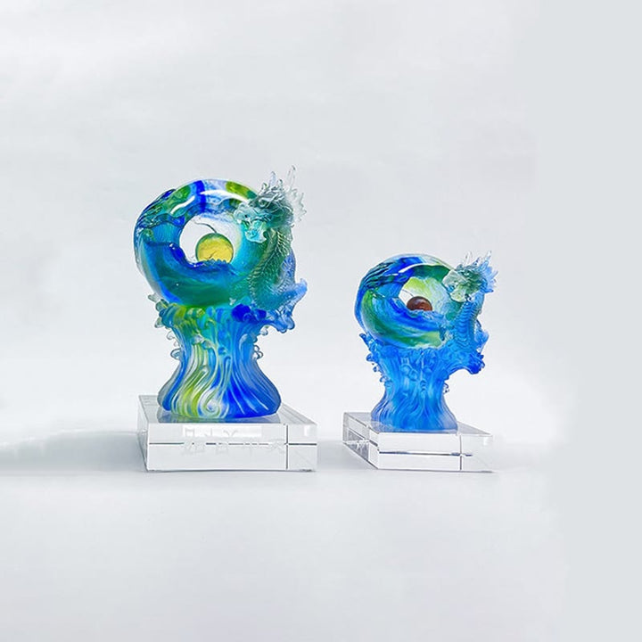 Buddha Stones手作り 青龍 琉璃 クリスタルアートピース 成功の守護 自宅 オフィス 装飾 - image 9