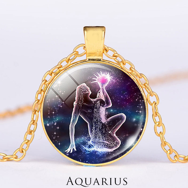 12星座の月と星空の守護の祝福ネックレスペンダント