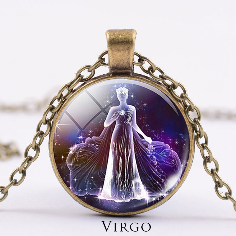 12星座の月と星空の守護の祝福ネックレスペンダント