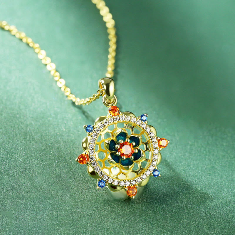 Buddha Stones925スターリングシルバー 蓮の花 カラフルジルコン 新たな始まりのネックレスペンダント - image 1