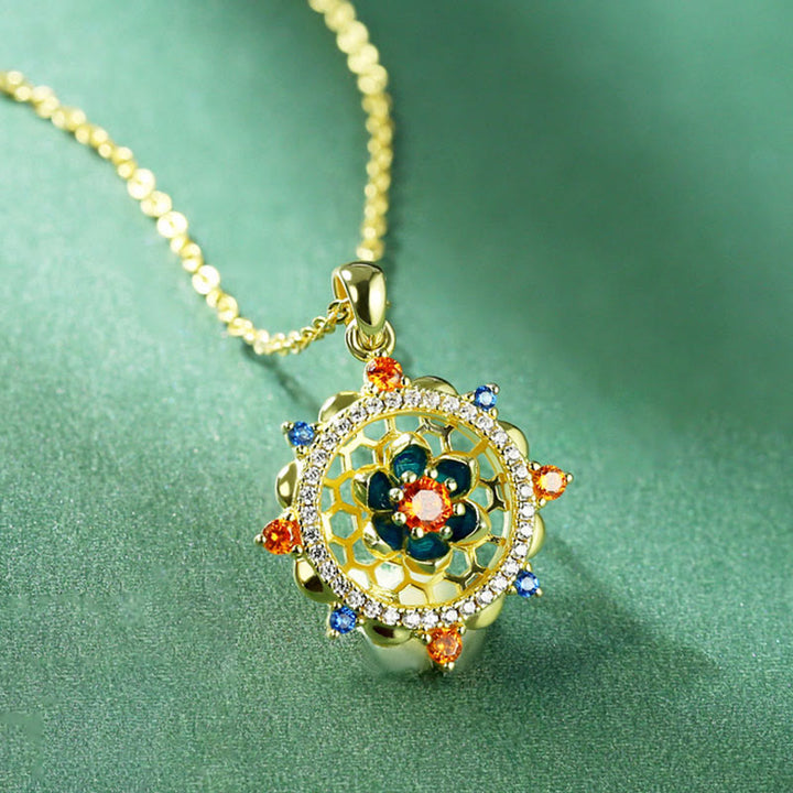 Buddha Stones925スターリングシルバー 蓮の花 カラフルジルコン 新たな始まりのネックレスペンダント - image 1