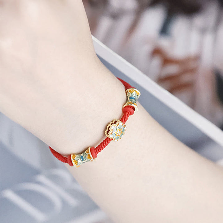 Buddha Stones敦煌 925 スターリングシルバー 蓮鼓 新たな始まり 赤いロープブレスレット - image 8
