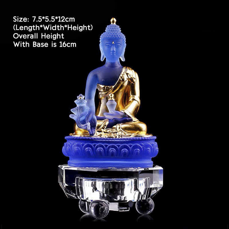 Buddha Stones薬師如来 手作り 瑠璃水晶 芸術作品 慈悲の像 自宅 オフィス 供物 装飾
