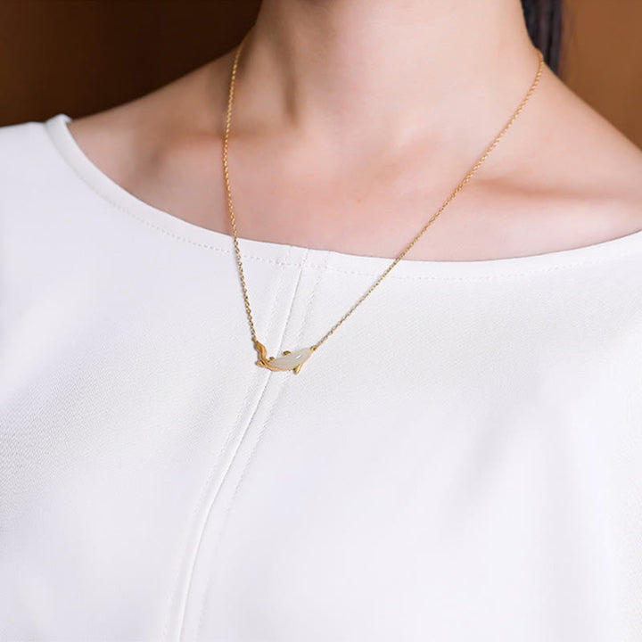 Buddha Stones925スターリングシルバー ホワイトジェイド ドルフィン 幸運のネックレスペンダント - image 14