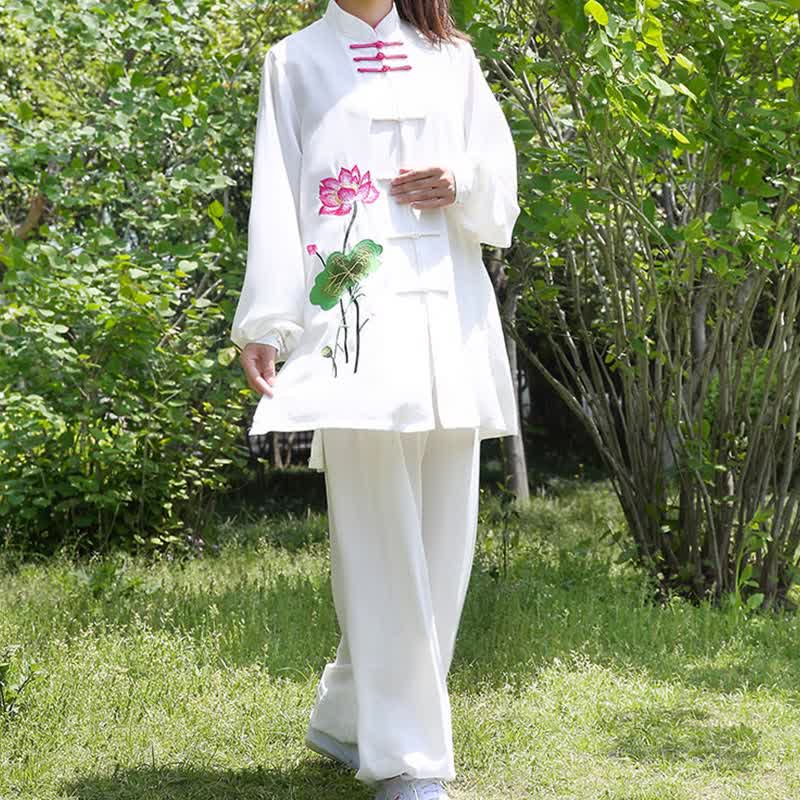 Buddha Stones蓮の花 葉模様 太極拳 瞑想 祈り スピリチュアル 禅 練習 服 レディース セット - image 7