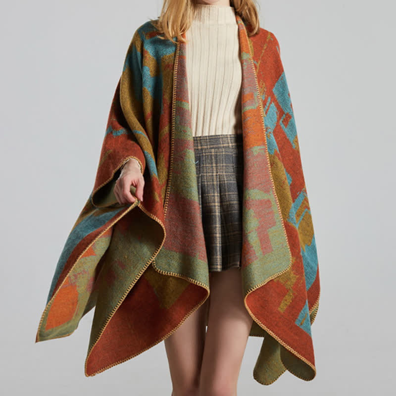 チベットのオレンジショール暖かいマントスカーフ - image 10