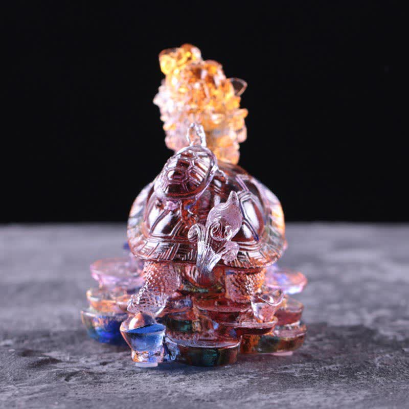 Buddha Stones風水 龍 亀 コイン 手作り 琉璃 クリスタル 幸運 アートピース ホームオフィス 装飾 - image 7