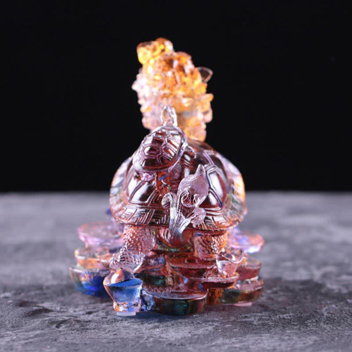Buddha Stones風水 龍 亀 コイン 手作り 琉璃 クリスタル 幸運 アートピース ホームオフィス 装飾 - image 7