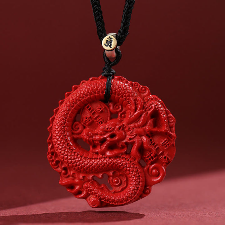 龍の年Buddha Stones925スターリングシルバー 天然辰砂 銅貨 幸運のネックレスペンダント