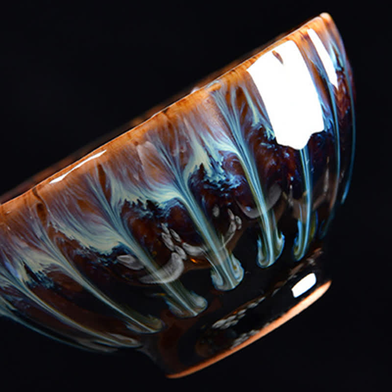 Buddha Stones蓮 孔雀 龍 鳳凰 鯉 陶器 ティーカップ 象嵌 ティーカップ 120ml - image 5