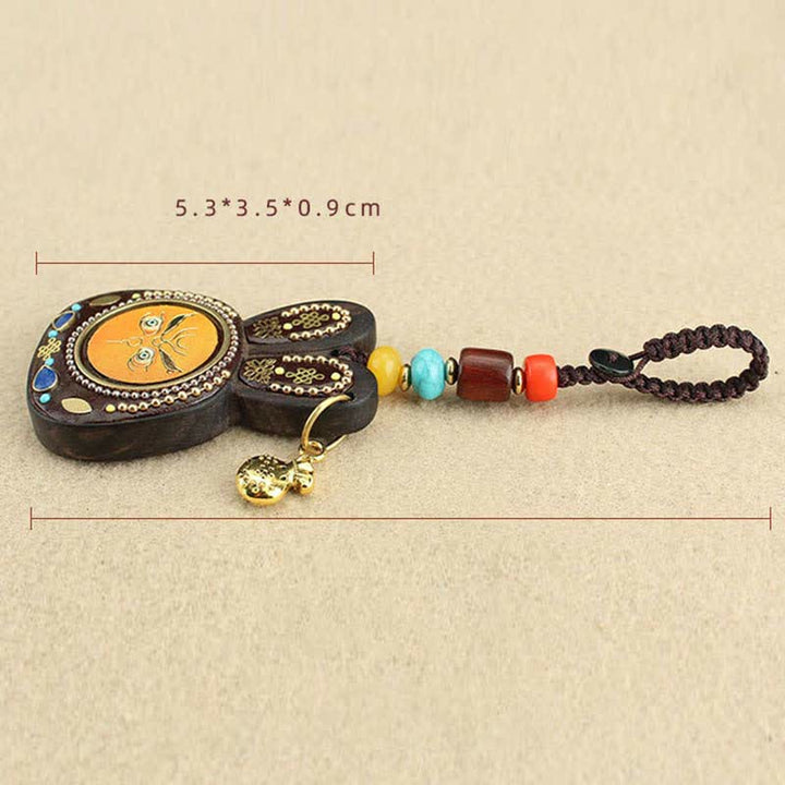 チベット黒檀五福神タンカキーホルダー