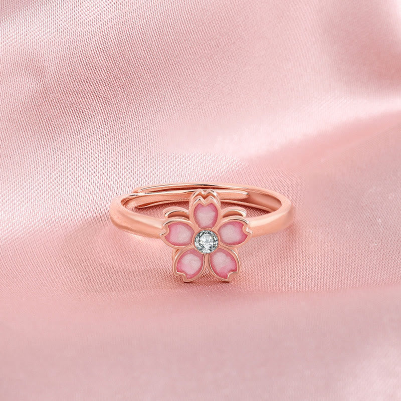Buddha Stones925スターリングシルバー 桜の祝福チェーンブレスレット 回転リング