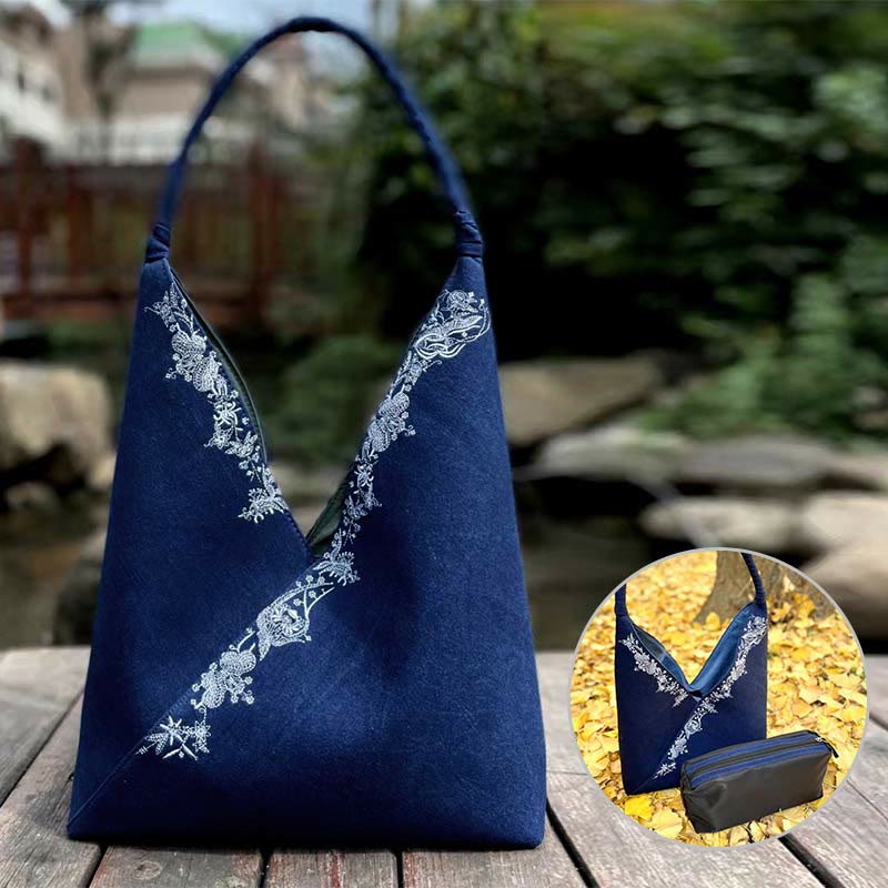 Buddha Stonesハンドメイド刺繍模様キャンバスショルダーバッグトートバッグセット