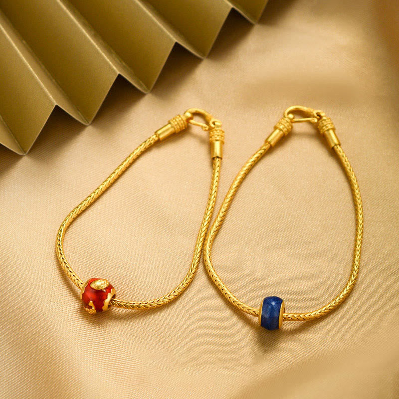 Buddha Stonesチベット 18K ゴールドオーム・マニ・パドメ・フム幸運の鯉キャラクター インゴット 銅貨 平和ブレスレット - image 2