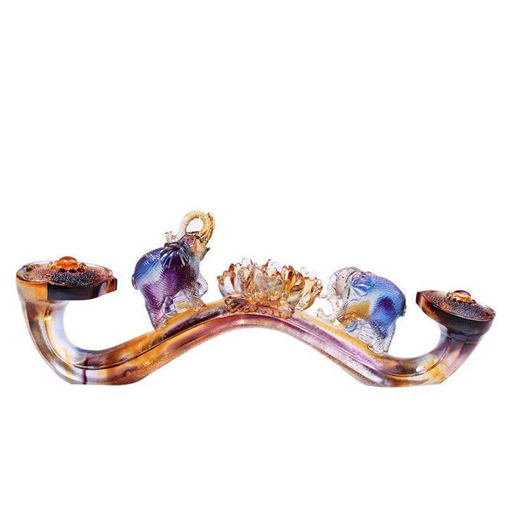 手作りのLiuliクリスタルRuyi象のアートピース、クリスタルベース付きホームデコレーション - image 5