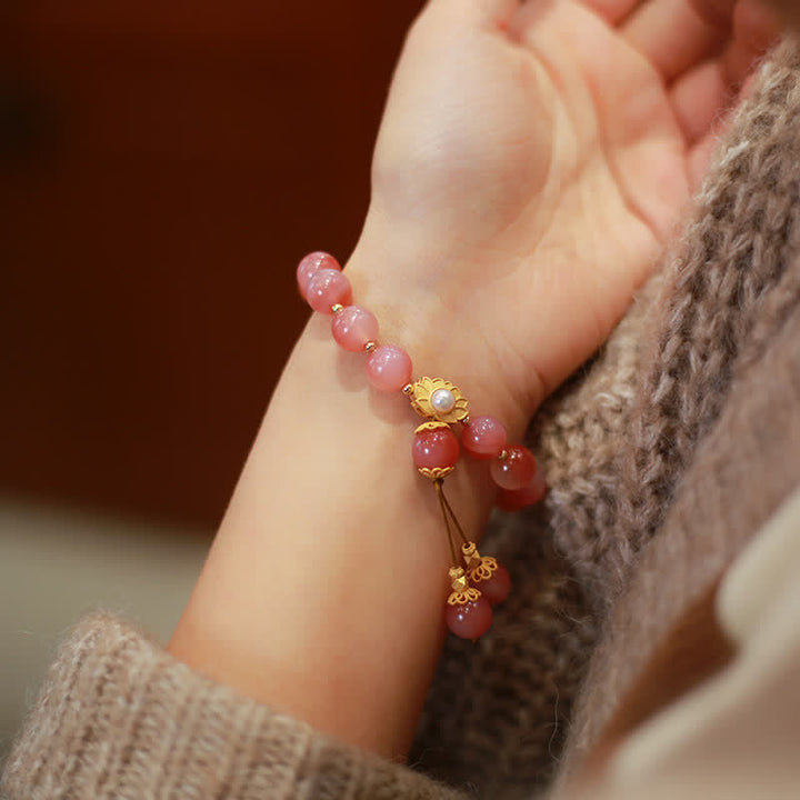 Buddha Stones925 スターリングシルバー 燕元瑪瑙 蓮の花 悟りのブレスレット