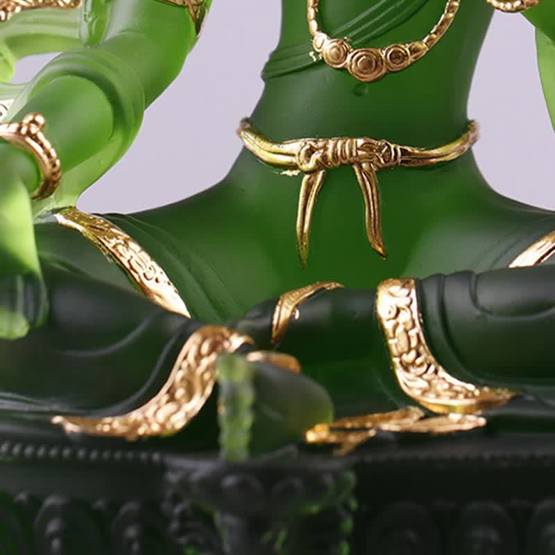 Buddha Stonesグリーンターラ ハンドメイド リュウリ クリスタル アートピース 守護 自宅 オフィス 像 装飾 - image 11