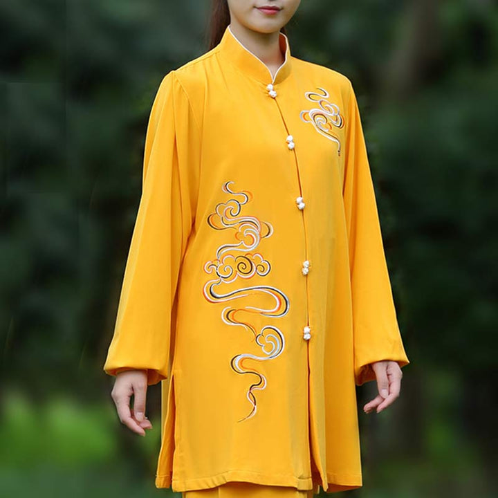 Buddha Stones縁起の良い雲 刺繍 瞑想 祈り スピリチュアル 禅 太極拳 気功 練習 ユニセックス 服セット