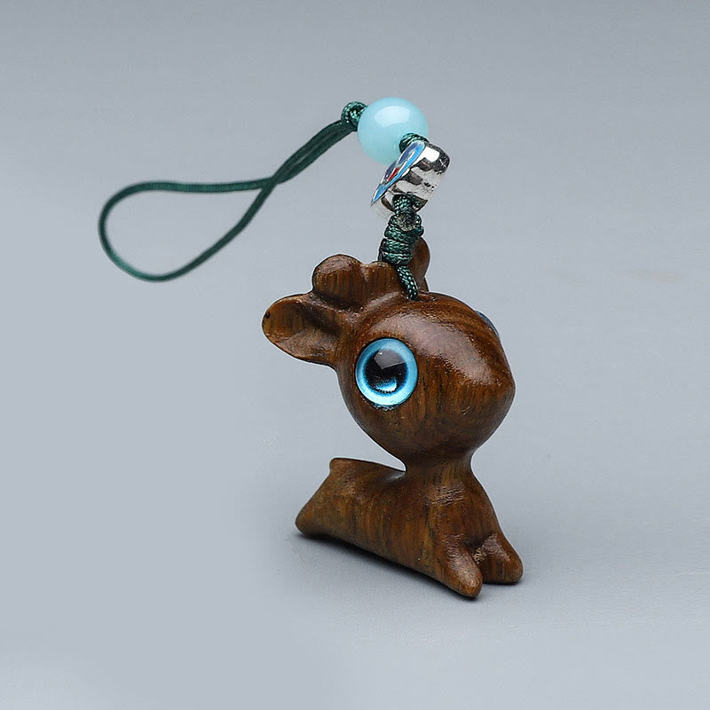 Buddha Stones緑 白檀 ミニ かわいい 動物 ウサギ 猫 鹿 クジラ 繁栄 携帯電話 吊り下げ 飾り - グリーンサンダルウッド鹿 3×2.3cm - image 19