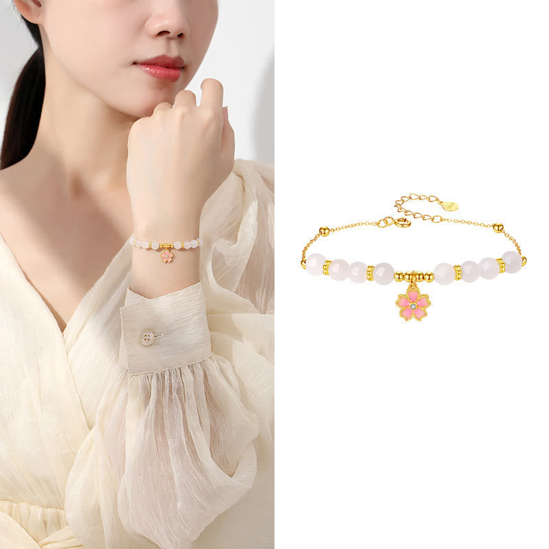 Buddha Stones 925スターリングシルバー 和田産白翡翠 桜守護ブレスレット - image 8