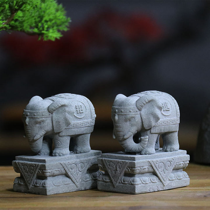 Buddha Stones獅子 福福犬 象 魔除け 祝福 室内装飾 - 小さな象 - image 12