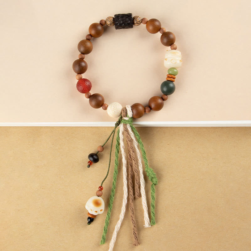 Buddha Stones雷撃 木製 菩提樹 猫の足爪 縁起物 守護 タッセルブレスレット - image 6