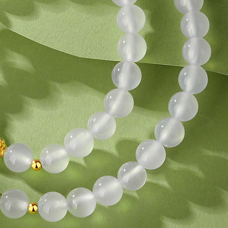 Buddha Stones 925スターリングシルバー 天然ホワイトアゲート 辰砂 ダブルラップ守護ブレスレット - image 4