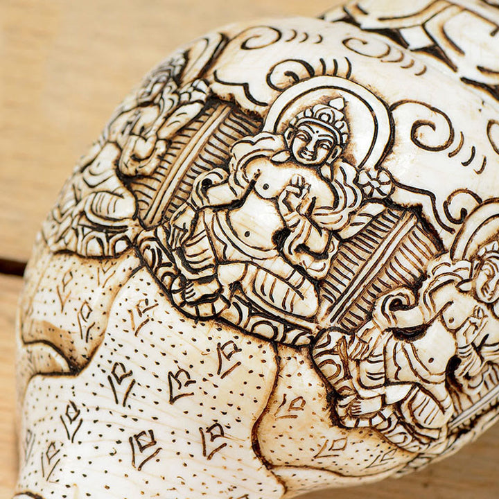 チベットの手作り彫刻シャンカ仏観音菩薩巻貝の富の装飾 - image 23