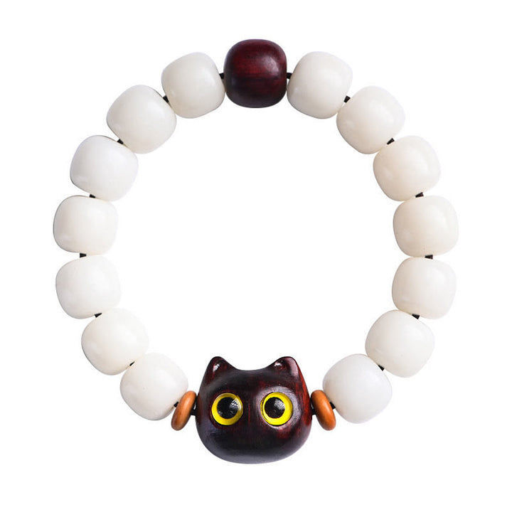 Buddha Stones天然菩提樹の小葉紫檀黒檀招き猫 知恵のブレスレット - image 9