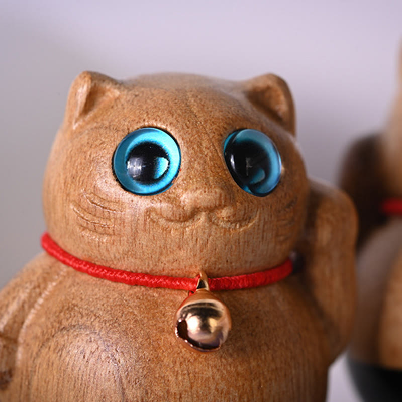Buddha Stonesミニ招き猫子猫フィービー・ジェンナン木製祝福飾り - image 4